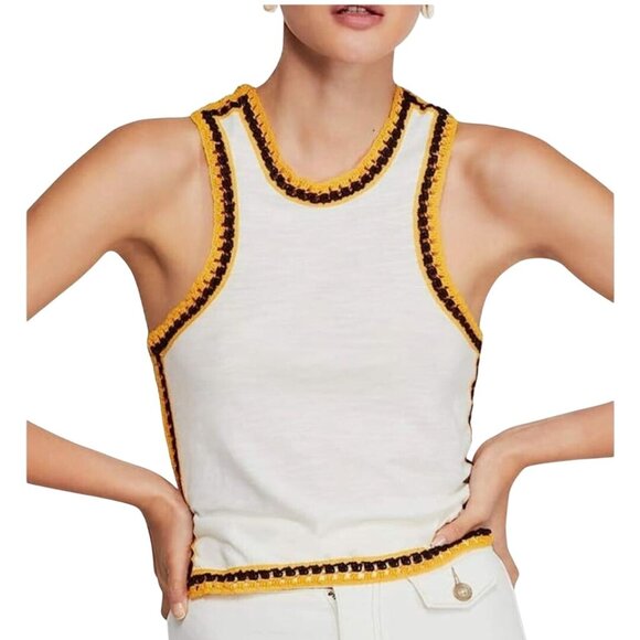 Free People We The Free Bora Bora Crochet Trim Tank Top Size L - Picture 1 of 8